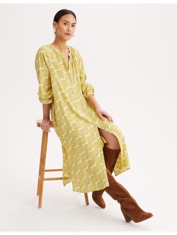 ίσιο μακρύ φόρεμα με γραφικό μοτίβο και μακριά μανίκια