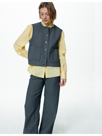 αμάνικο τζιν γιλέκο με ίσια γραμμή και ρίγες