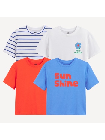 σετ 4 κοντομάνικα μπλουζάκια με στρογγυλή λαιμόκοψη