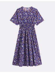 μακρύ φλοράλ φόρεμα σε άλφα γραμμή με κοντά μανίκια