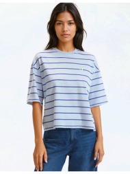 ριγέ t-shirt με στρογγυλή λαιμόκοψη και κοντά μανίκια