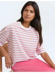 ριγέ t-shirt με στρογγυλή λαιμόκοψη και κοντά μανίκια