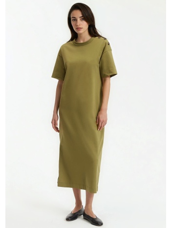 μακρύ ζέρσεϊ φόρεμα με κουμπιά στον ώμο