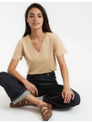 κοντομάνικη μπλούζα με v