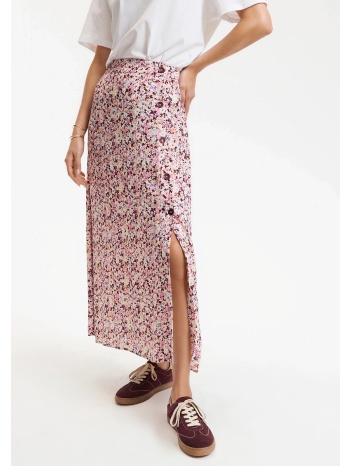μακριά φούστα με κουμπιά και φλοράλ μοτίβο