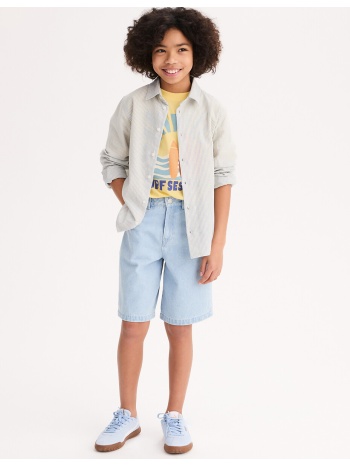 ριγέ πουκάμισο με μακριά μανίκια από βαμβάκι και λινό