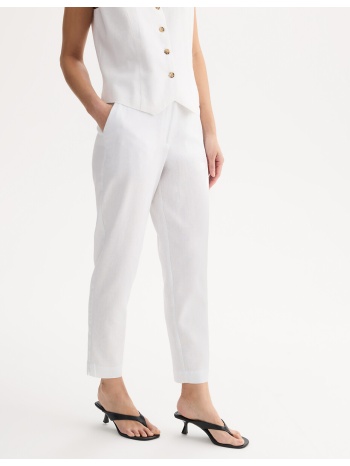 παντελόνι cigarette 7 8 από λινό και βισκόζη