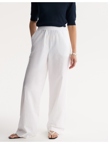 φαρδύ παντελόνι από λινό και βαμβάκι με ελαστική μέση