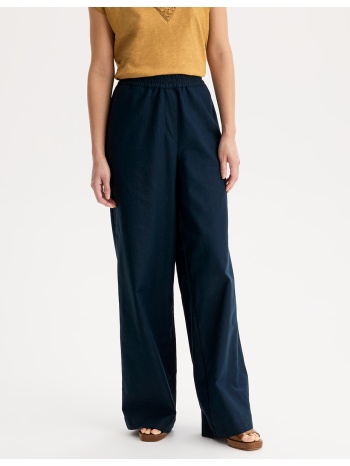 φαρδύ παντελόνι από λινό και βαμβάκι με ελαστική μέση