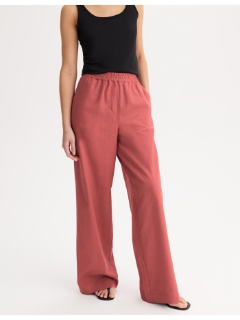 φαρδύ παντελόνι από λινό και βαμβάκι με ελαστική μέση