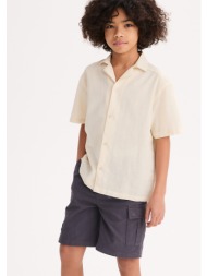 πουκάμισο με κοντά μανίκια από βαμβάκι και λινό