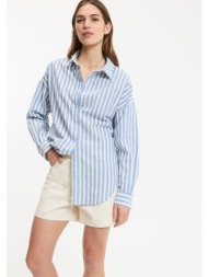 πουκαμίσα oversize με ρίγες και μακριά μανίκια