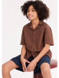 πουκάμισο με κοντά μανίκια από βαμβάκι και λινό