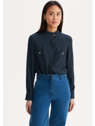 πουκάμισο με γιακά μάο και μακριά μανίκια από βισκόζη