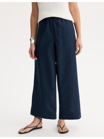 παντελόνι φαρδύ 7|8 από λινό και βαμβάκι με ελαστική μέση