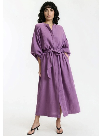 μακρύ φόρεμα με μακριά μανίκια και ζώνη