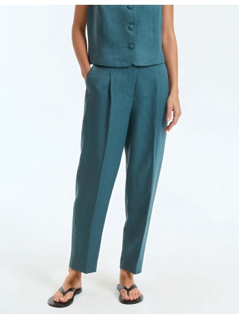 παντελόνι cigarette με πιέτες από λινό