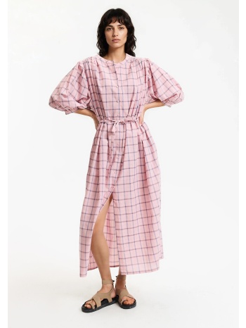 μακρύ φόρεμα καρό με μανίκια 3|4