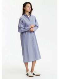 μακρύ σεμιζιέ φόρεμα με ρίγες και μακριά μανίκια