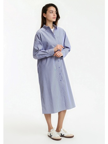 μακρύ σεμιζιέ φόρεμα με ρίγες και μακριά μανίκια