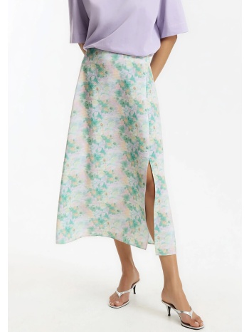 μακριά φούστα με σκίσιμο και φλοράλ μοτίβο