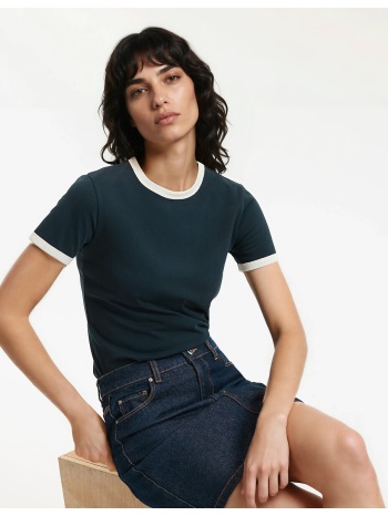 κοντομάνικο t-shirt με στρογγυλή λαιμόκοψη και αντιθετικές