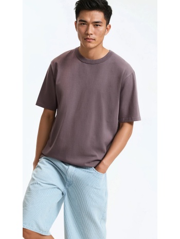 κοντομάνικο βαμβακερό t-shirt με στρογγυλή λαιμόκοψη