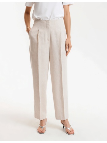 ψηλόμεσο παντελόνι cigarette από λινό και βαμβάκι