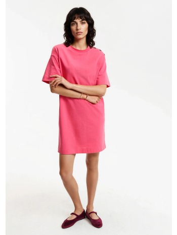 κοντό φόρεμα t-shirt με κουμπιά στους ώμους