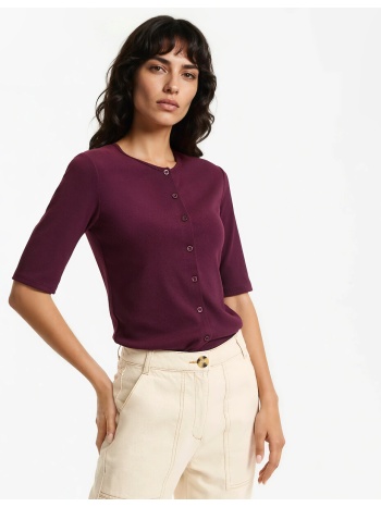 κοντομάνικο μπλουζάκι με κουμπιά και στρογγυλή λαιμόκοψη