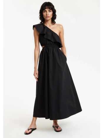 μακρύ ασύμμετρο φόρεμα με βολάν