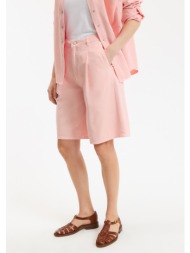 βερμούδα με πιέτες από βαμβάκι και λινό