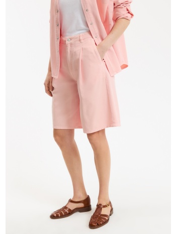 βερμούδα με πιέτες από βαμβάκι και λινό