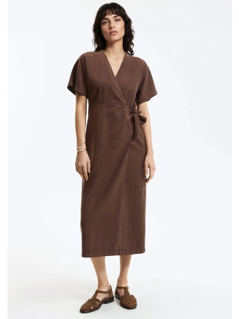 μίντι κρουαζέ φόρεμα με κοντά μανίκια