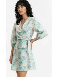 κοντό φλοράλ φόρεμα κρουαζέ με μανίκια 3 4