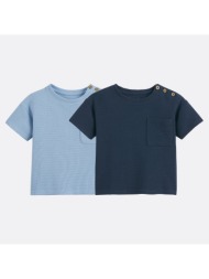 σετ 2 κοντομάνικες μπλούζες με κυψελωτή ύφανση