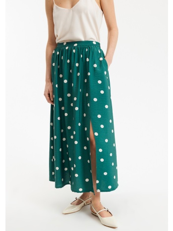 μακριά αέρινη φούστα με πουά σχέδιο