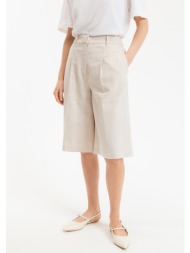 βερμούδα με πιέτες από λινό και βαμβάκι