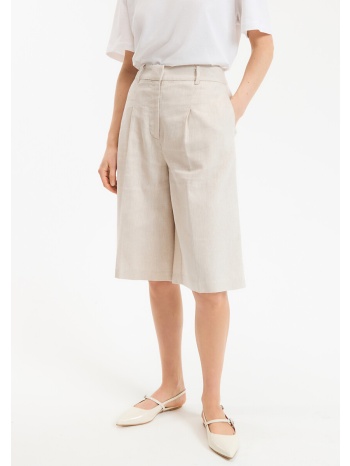 βερμούδα με πιέτες από λινό και βαμβάκι