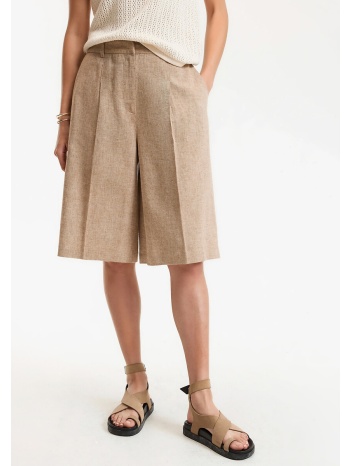 βερμούδα με πιέτες από λινό και βαμβάκι