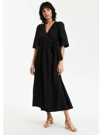 μακρύ φόρεμα κρουαζέ με κοντά μανίκια