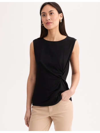 αμάνικο μπλουζάκι με ντραπέ και στρογγυλή λαιμόκοψη