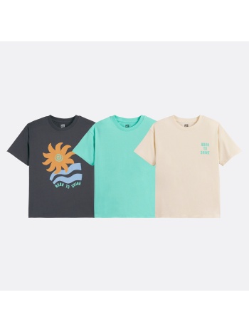 σετ 3 κοντομάνικα μπλουζάκια με στρογγυλή λαιμόκοψη