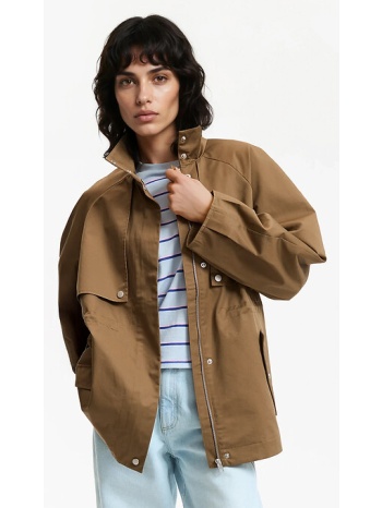 κοντή καπαρντίνα με φερμουάρ και μανίκια balloon