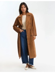 μακριά δερμάτινη καπαρντίνα με κουμπιά