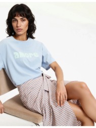 κοντομάνικο t-shirt με μήνυμα και στρογγυλή λαιμόκοψη