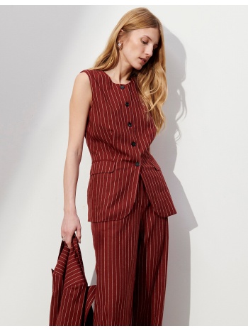 αμάνικο ριγέ σακάκι από λινό και βισκόζη