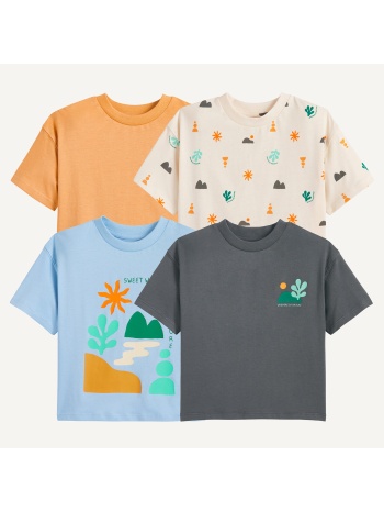 σετ 4 κοντομάνικα μπλουζάκια με στρογγυλή λαιμόκοψη