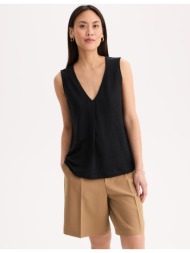 αμάνικο λινό μπλουζάκι με v λαιμόκοψη