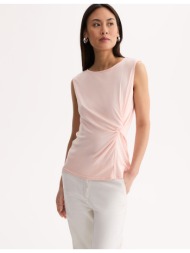 αμάνικο μπλουζάκι με ντραπέ και στρογγυλή λαιμόκοψη